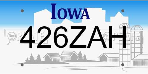 426ZAH Iowa License Plate
