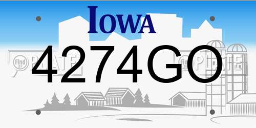 4274GO Iowa License Plate