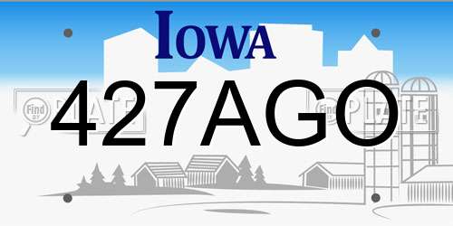 427AGO Iowa License Plate