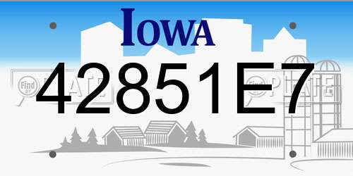 42851E7 Iowa License Plate
