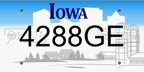 4288GE Iowa License Plate