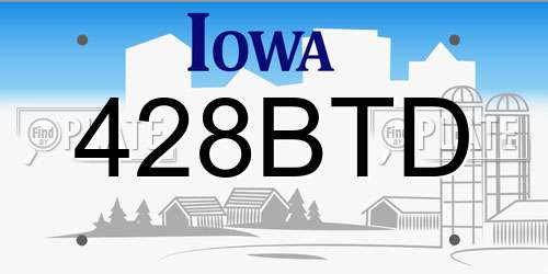 428BTD Iowa License Plate