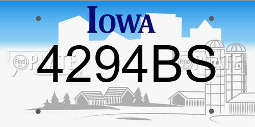 4294BS Iowa License Plate