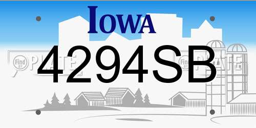 4294SB Iowa License Plate