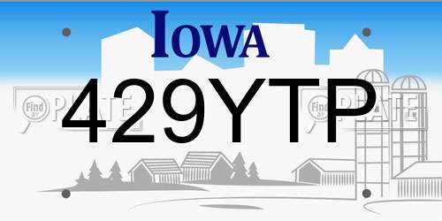 429YTP Iowa License Plate