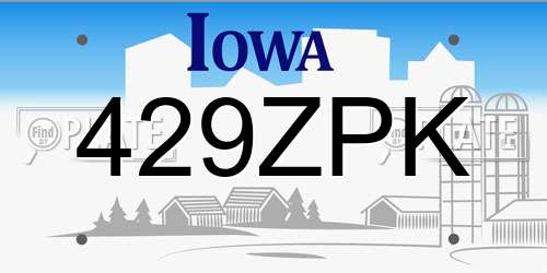 429ZPK Iowa License Plate