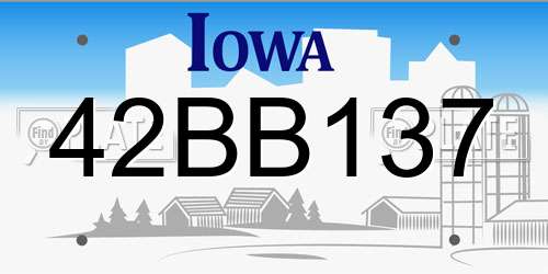 42BB137 Iowa License Plate
