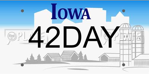 42DAY Iowa License Plate
