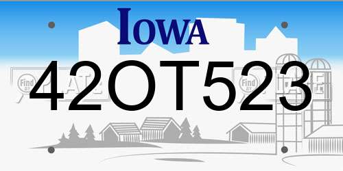42OT523 Iowa License Plate