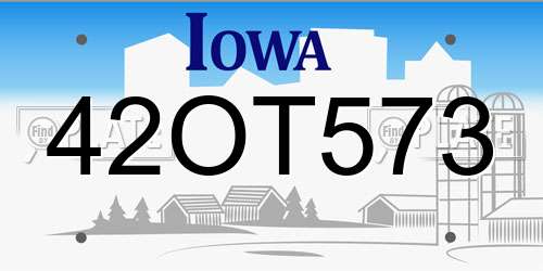 42OT573 Iowa License Plate