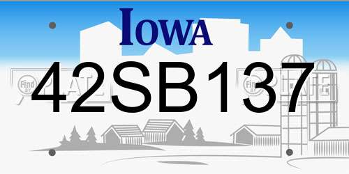 42SB137 Iowa License Plate