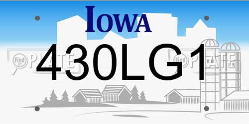 430LG1 Iowa License Plate
