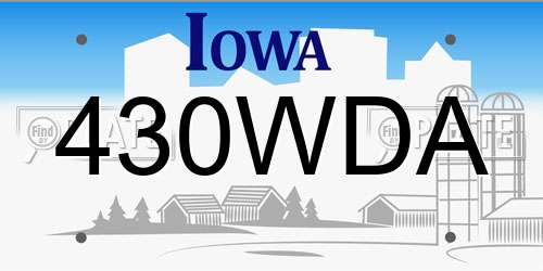 430WDA Iowa License Plate
