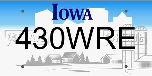 430WRE Iowa License Plate