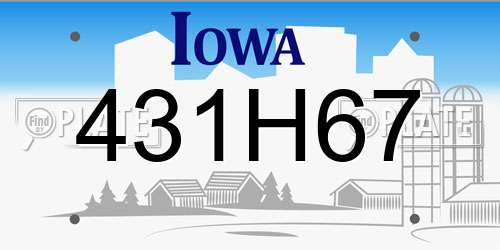 431H67 Iowa License Plate