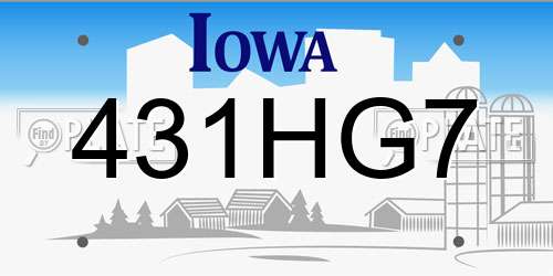 431HG7 Iowa License Plate