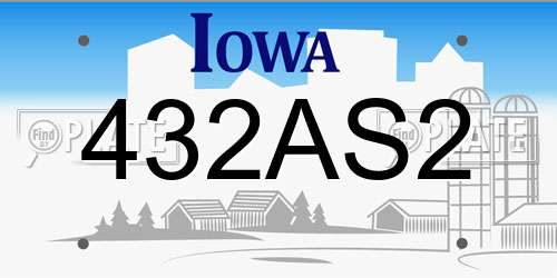 432AS2 Iowa License Plate