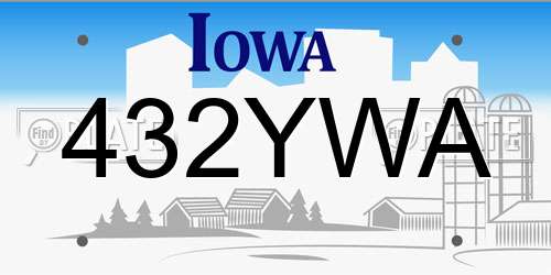 432YWA Iowa License Plate
