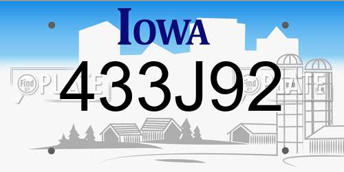 433J92 Iowa License Plate