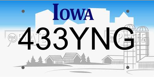 433YNG Iowa License Plate