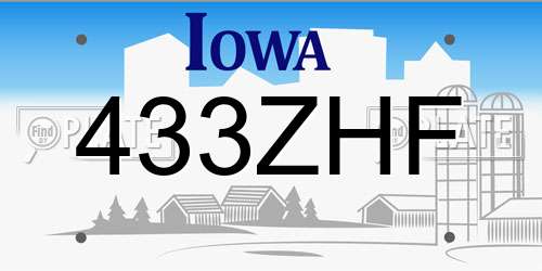 433ZHF Iowa License Plate