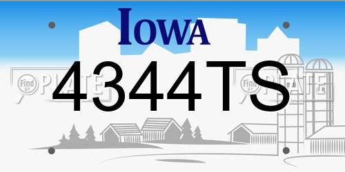 4344TS Iowa License Plate
