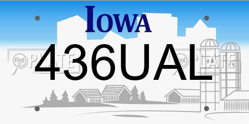 436UAL Iowa License Plate