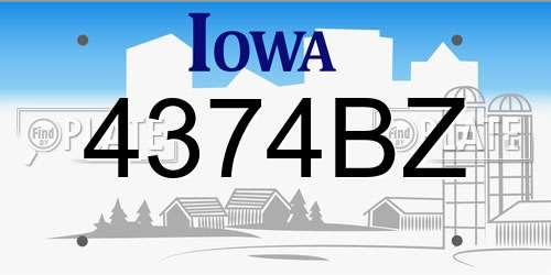 4374BZ Iowa License Plate