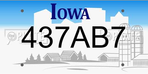 437AB7 Iowa License Plate