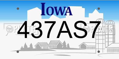 437AS7 Iowa License Plate