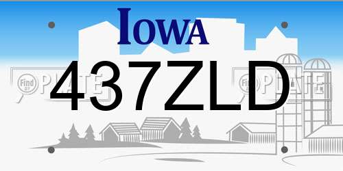 437ZLD Iowa License Plate