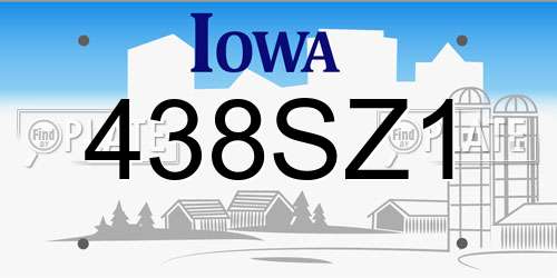 438SZ1 Iowa License Plate