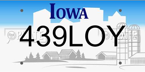 439LOY Iowa License Plate