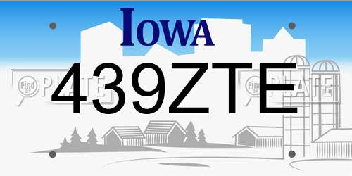 439ZTE Iowa License Plate