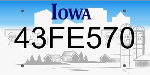 43FE570 Iowa License Plate