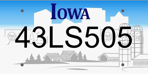43LS505 Iowa License Plate