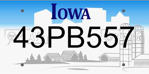 43PB557 Iowa License Plate