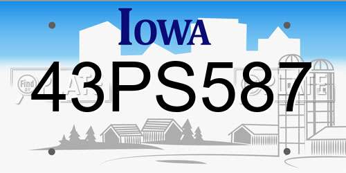 43PS587 Iowa License Plate