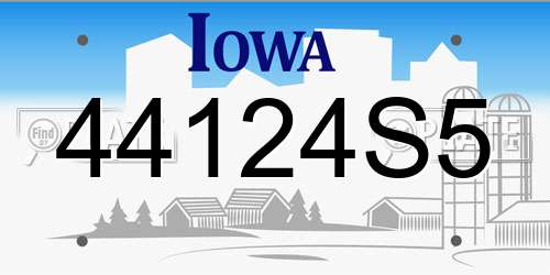 44124S5 Iowa License Plate