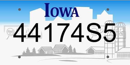 44174S5 Iowa License Plate