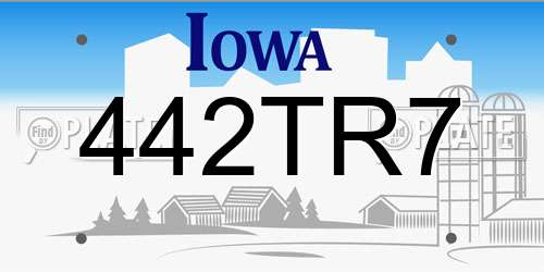 442TR7 Iowa License Plate