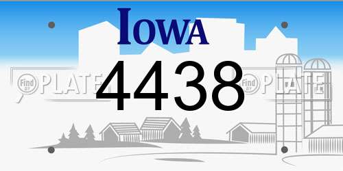 4438 Iowa License Plate