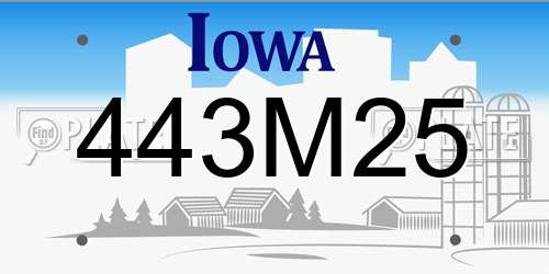 443M25 Iowa License Plate