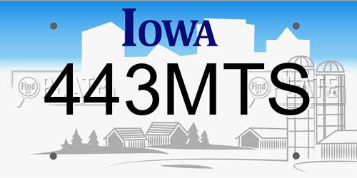 443MTS Iowa License Plate