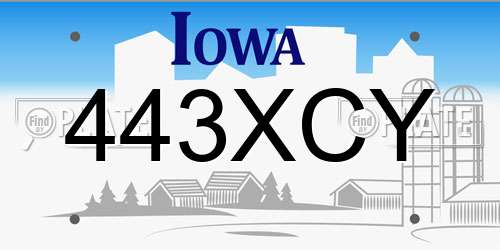 443XCY Iowa License Plate