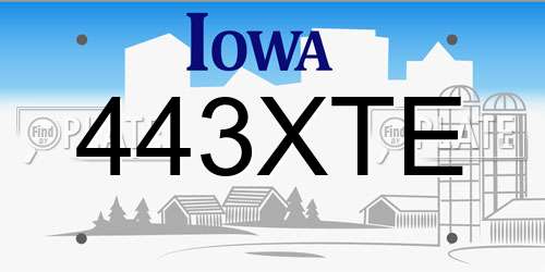443XTE Iowa License Plate