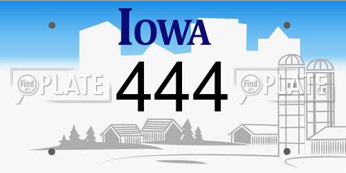444 Iowa License Plate