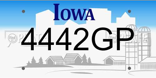 4442GP Iowa License Plate