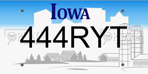 444RYT Iowa License Plate