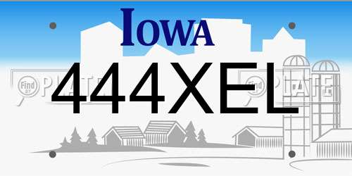 444XEL Iowa License Plate